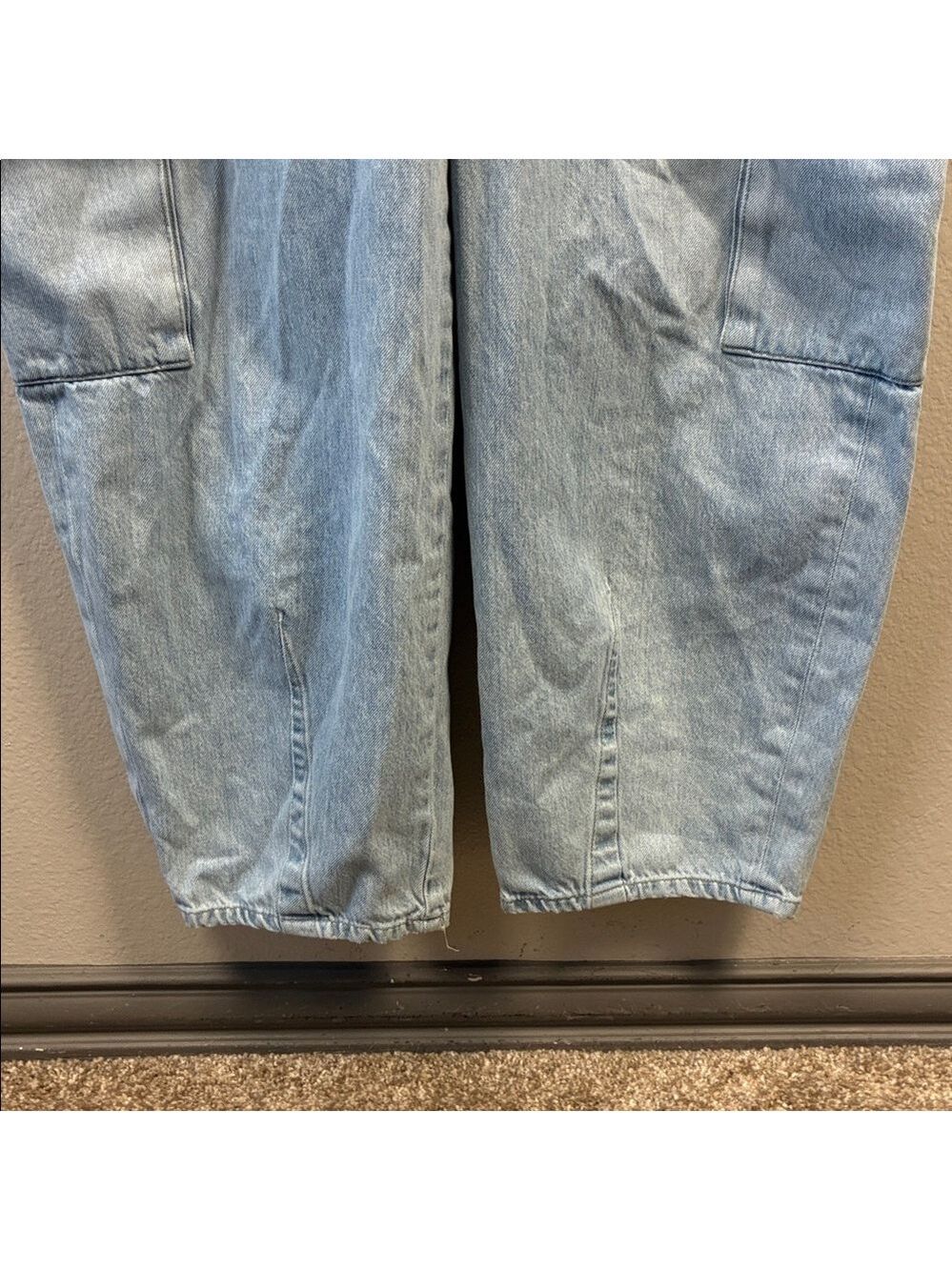 Citizens Of Humanity Gema Denim Jumpsuit Barrel Leg Cargo Long Sleeves Jeans 8 - Picture 8 of 12